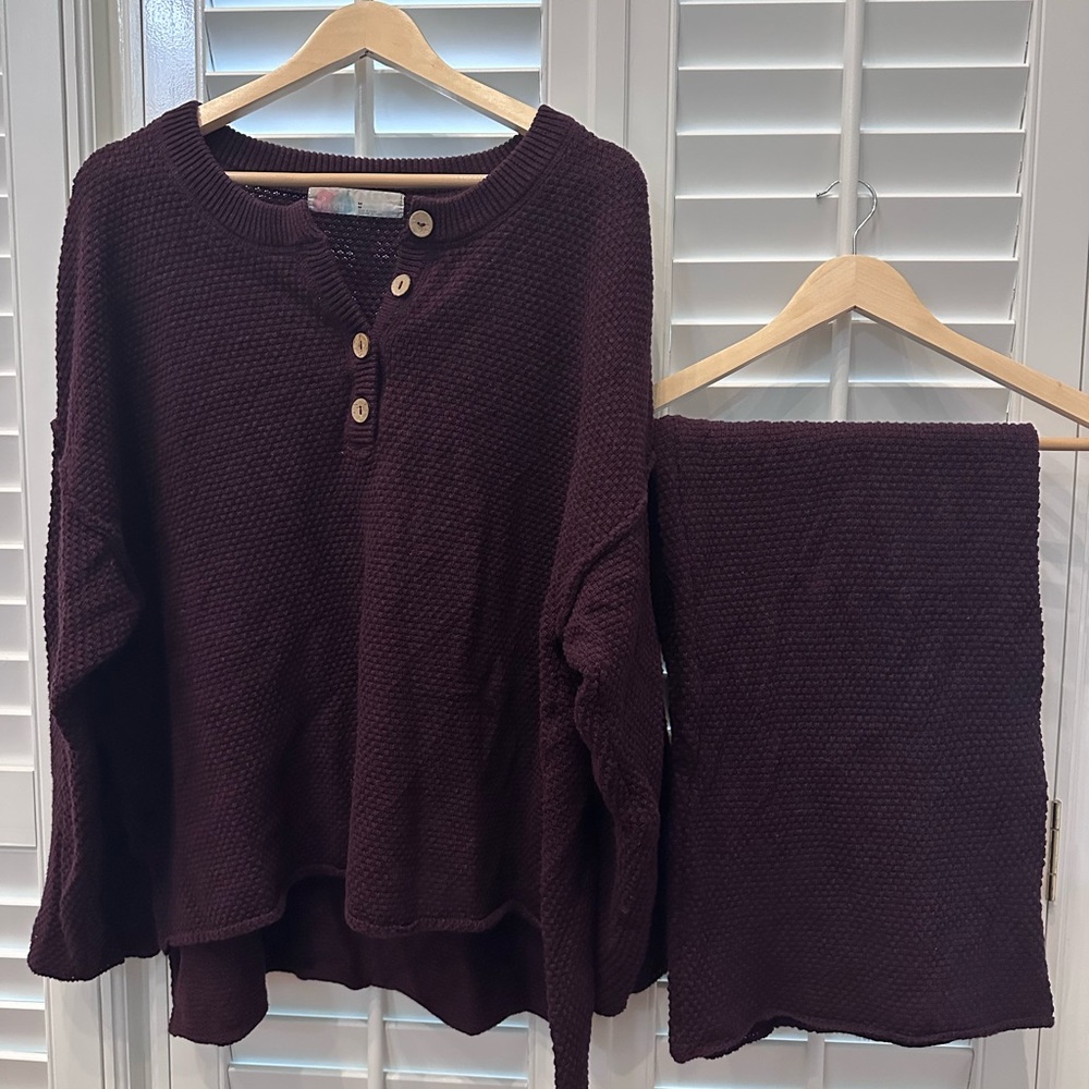 Free People Burgundy Sweater Set